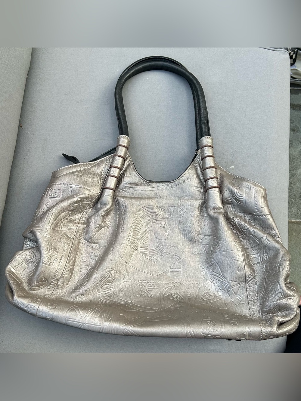 Vintage Sharif 1980's metallic Egyptian Tutankhamen pharaoh hobo shoulder bag